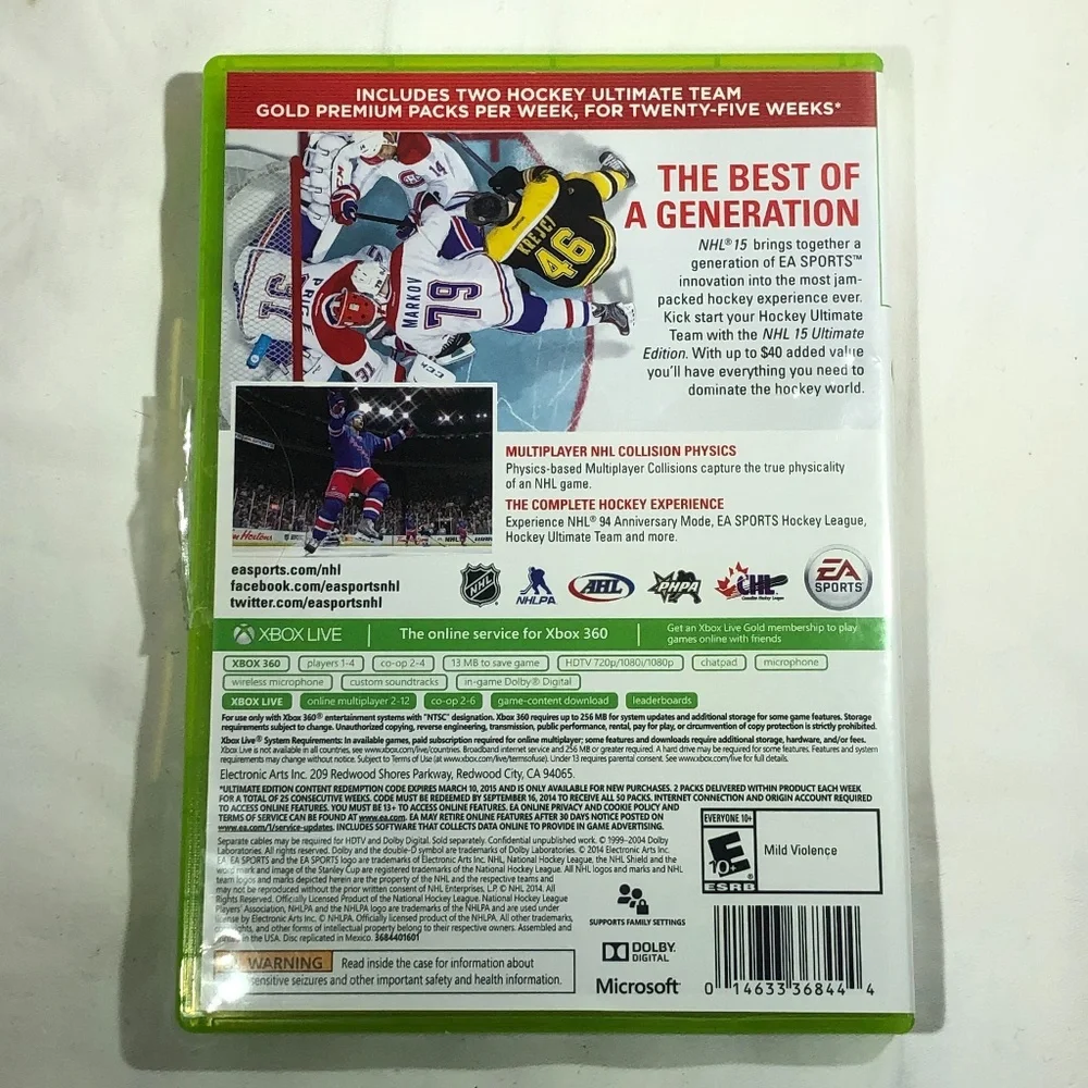 XBOX 360 EA SPORTS NHL 15 ULTIMATE EDITION